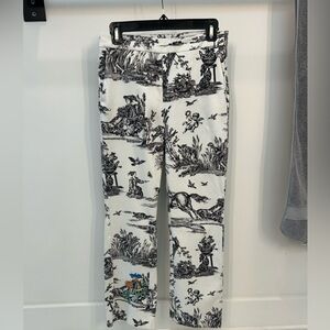 Weekend Max Mara White and Black Toile Straight Leg Pants